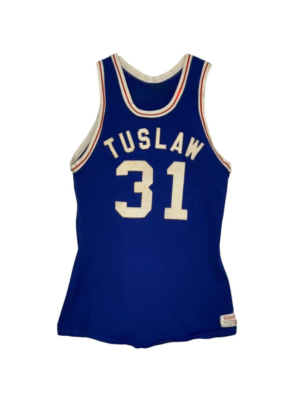 Vintage 70s Wilson Made In USA Tuslaw Basketball Jersey #31 Blue Size 38